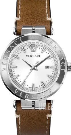 Aion Silverfärgad/Läder Ø44 mm