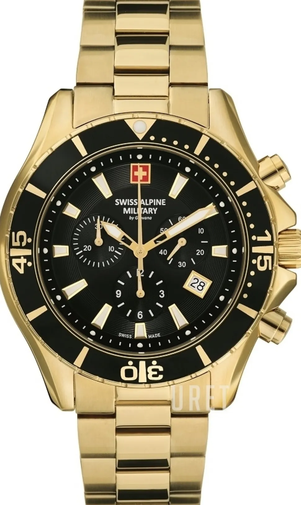 Alpine by Grovana Svart/Gulguldtonat stål Ø46 mm