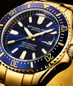 Aquadiver Blå/Gulguldtonat stål Ø42 mm