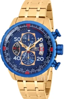 Aviator Blå/Gulguldtonat stål Ø48 mm