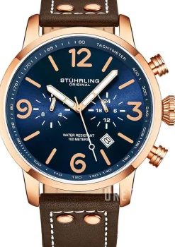 Aviator Blå/Läder Ø45 mm