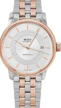 Baroncelli Silverfärgad/Roséguldstonat stål Ø39 mm