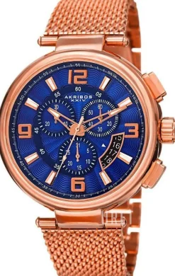 Blå/Roséguldstonat stål Ø44 mm