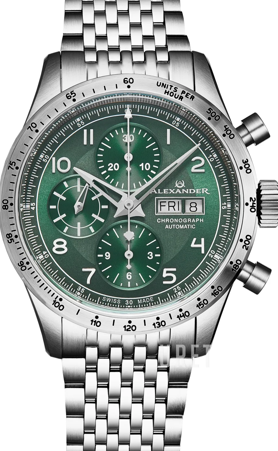 Chronograph Grön/Stål Ø42 mm