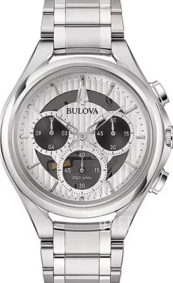 Chronograph Vit/Stål Ø45 mm