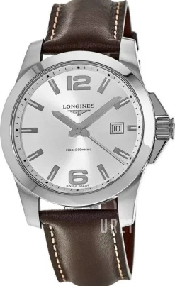 Conquest Silverfärgad/Läder Ø41 mm