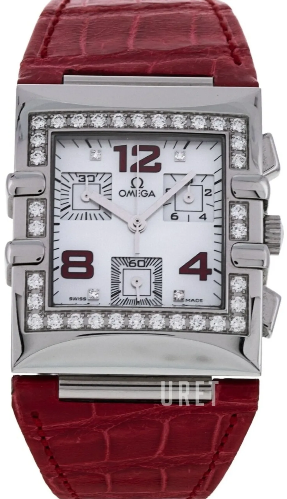 Constellation Quadra Vit/Läder 34x28 mm