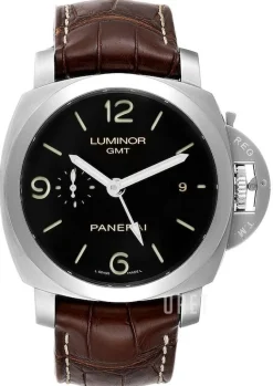 Contemporary Luminor 1950 3 Days GMT Automatic Svart/Läder Ø44 mm