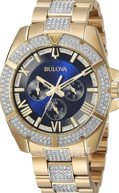 Crystal Blå/Gulguldtonat stål Ø44 mm