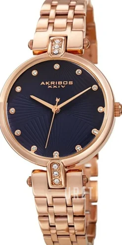 Crystal Blå/Roséguldstonat stål Ø32 mm