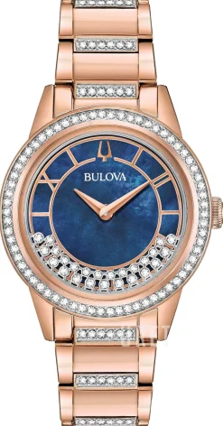 Crystal Blå/Roséguldstonat stål Ø33 mm