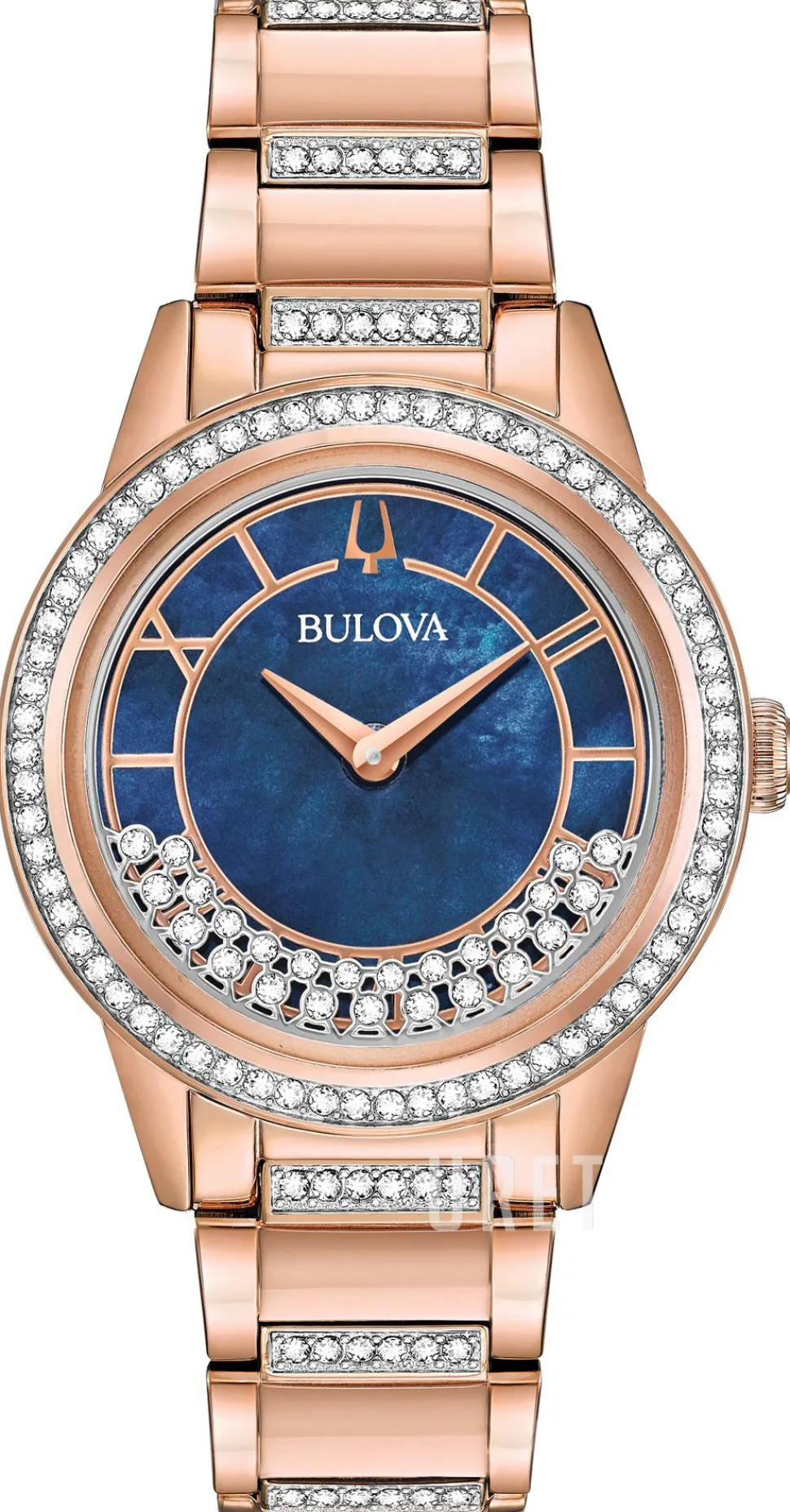 Crystal Blå/Roséguldstonat stål Ø33 mm