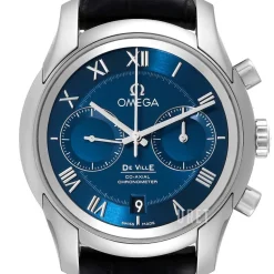 De Ville Co-Axial Chronograph 42mm Blå/Läder Ø42 mm