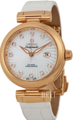 De Ville Ladymatic Co-Axial 34mm Vit/Läder Ø34 mm