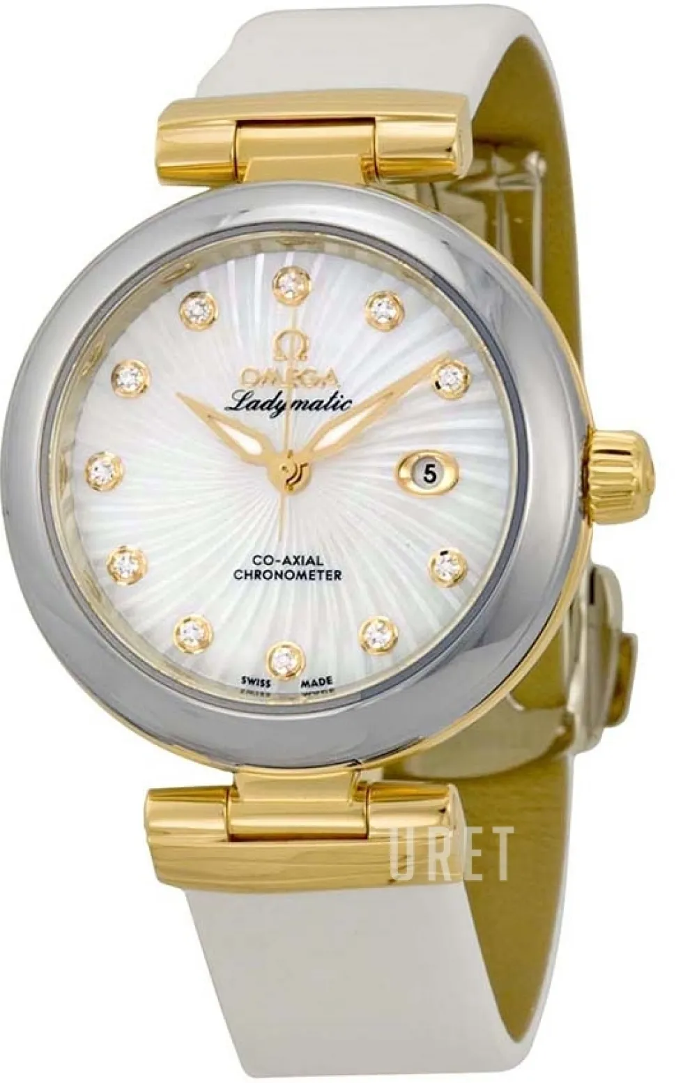 De Ville Ladymatic Co-Axial 34mm Vit/Läder Ø34 mm