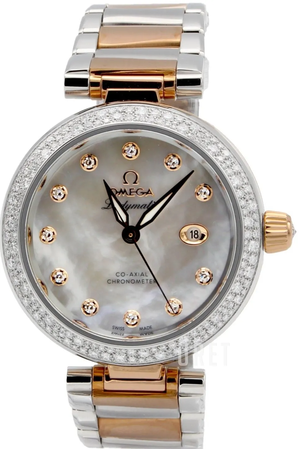De Ville Ladymatic Co-Axial 34mm Vit/18 karat roséguld Ø34 mm