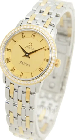 De Ville Prestige Quartz Champagnefärgad/18 karat gult guld Ø27 mm