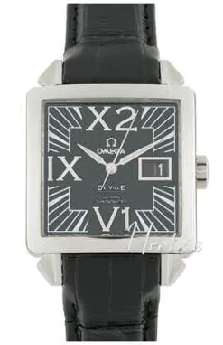 De Ville X2 Big Date Svart/Läder 35x35 mm