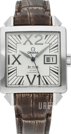 De Ville X2 Big Date Vit/Läder 35x35 mm