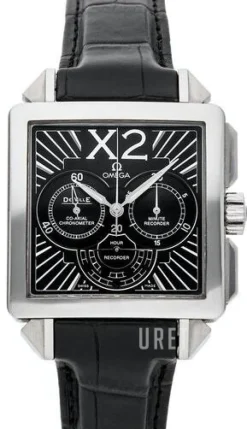 De Ville X2 Co-Axial Chronograph Svart/Läder 37x37 mm