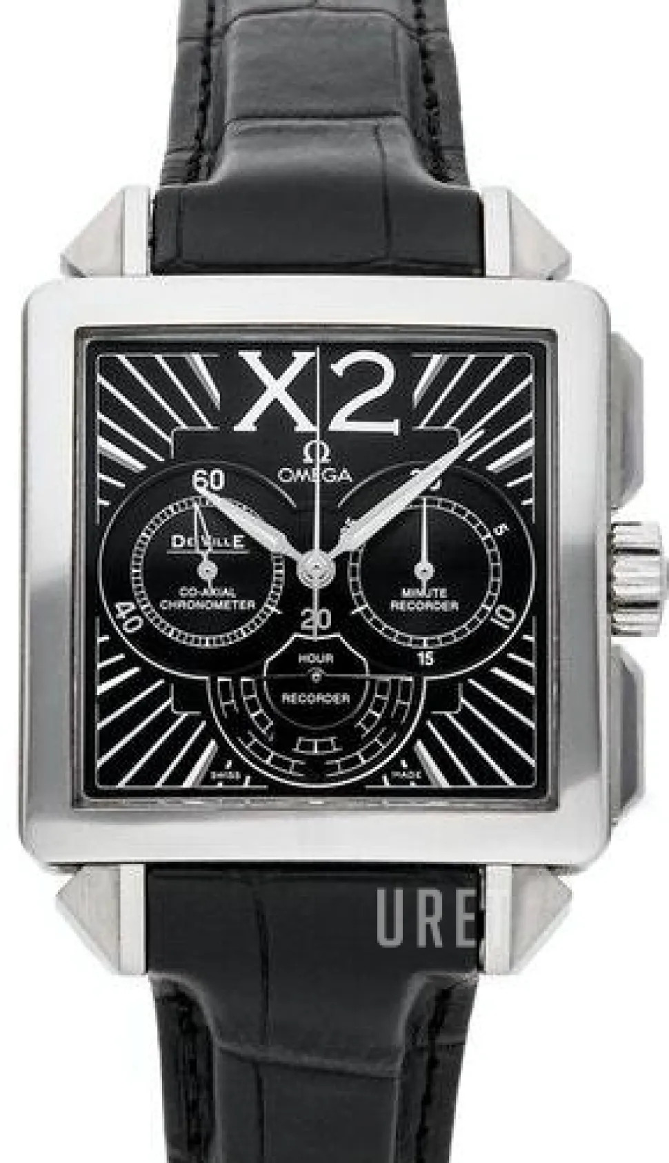 De Ville X2 Co-Axial Chronograph Svart/Läder 37x37 mm