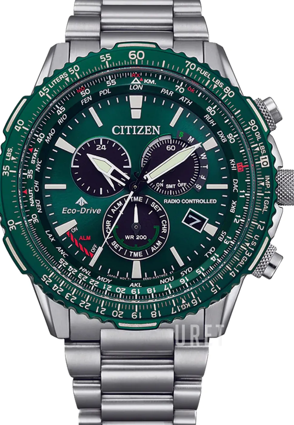 Eco Drive Grön/Stål Ø45 mm