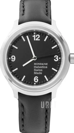 Helvetica Svart/Läder Ø34 mm