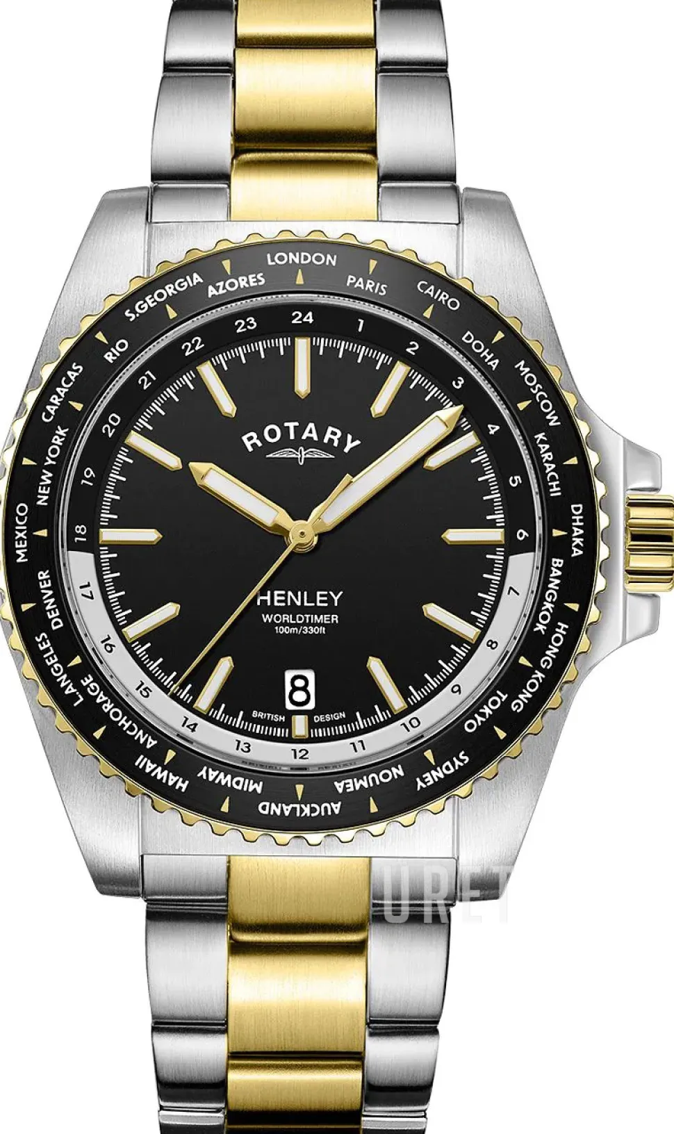 Henley Svart/Gulguldtonat stål Ø41 mm