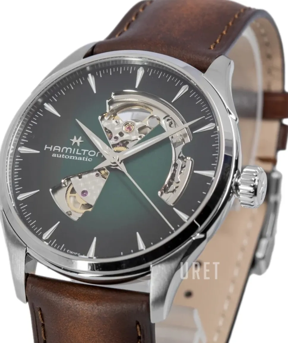 Jazzmaster Open Heart Auto Grön/Läder Ø42 mm