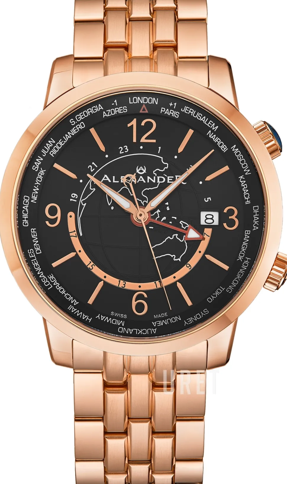 Journeyman Svart/Roséguldstonat stål Ø42 mm