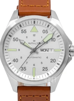 Khaki Aviation Silverfärgad/Läder Ø42 mm