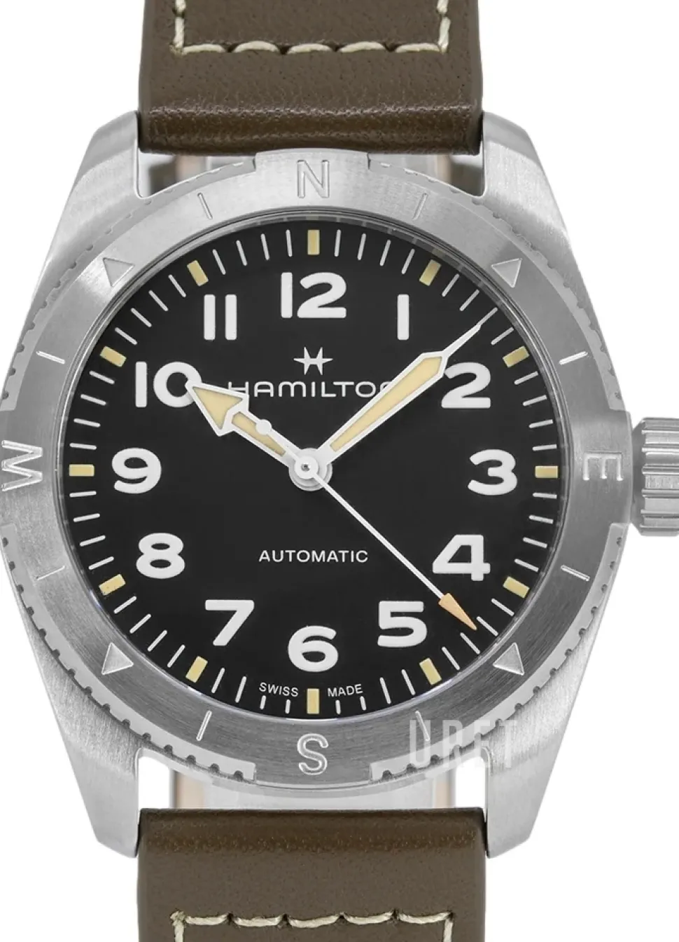 Khaki Field Expedition Auto Svart/Läder Ø37 mm