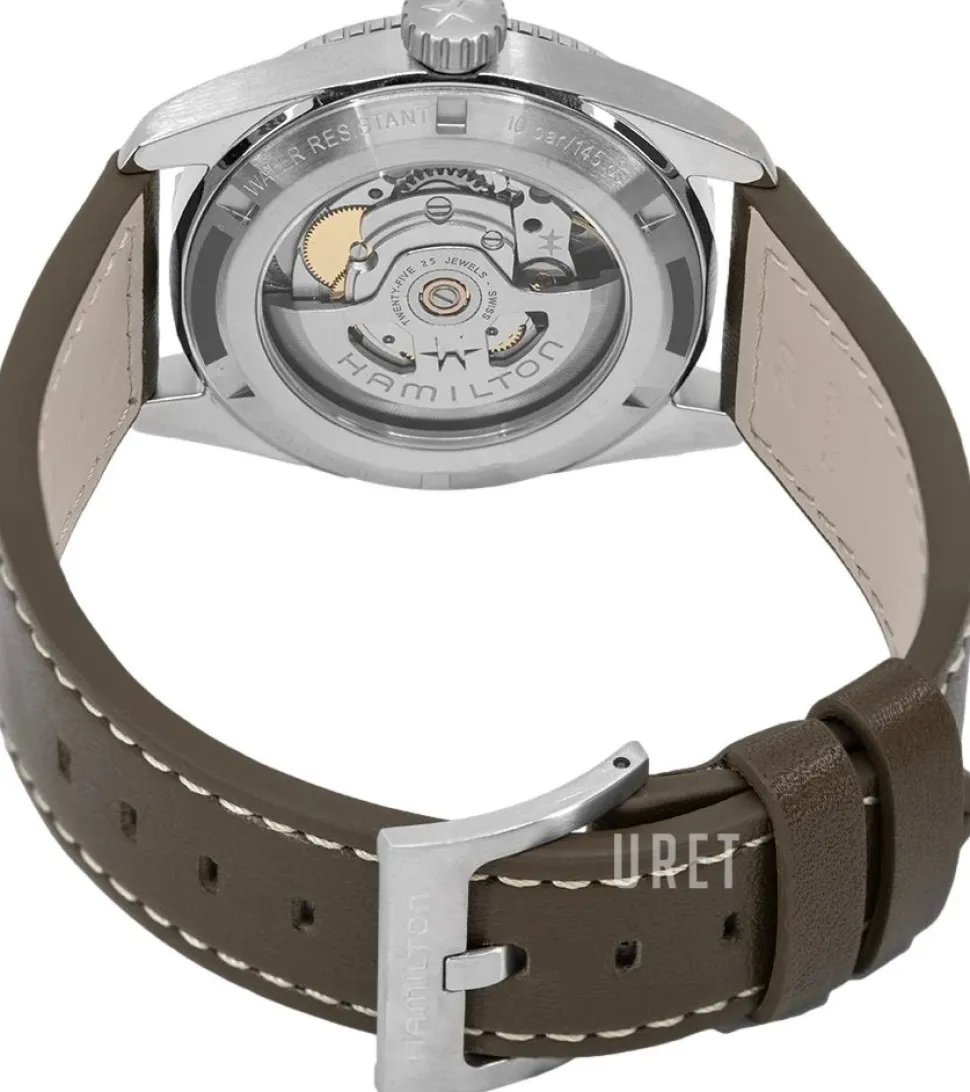 Khaki Field Expedition Auto Svart/Läder Ø37 mm