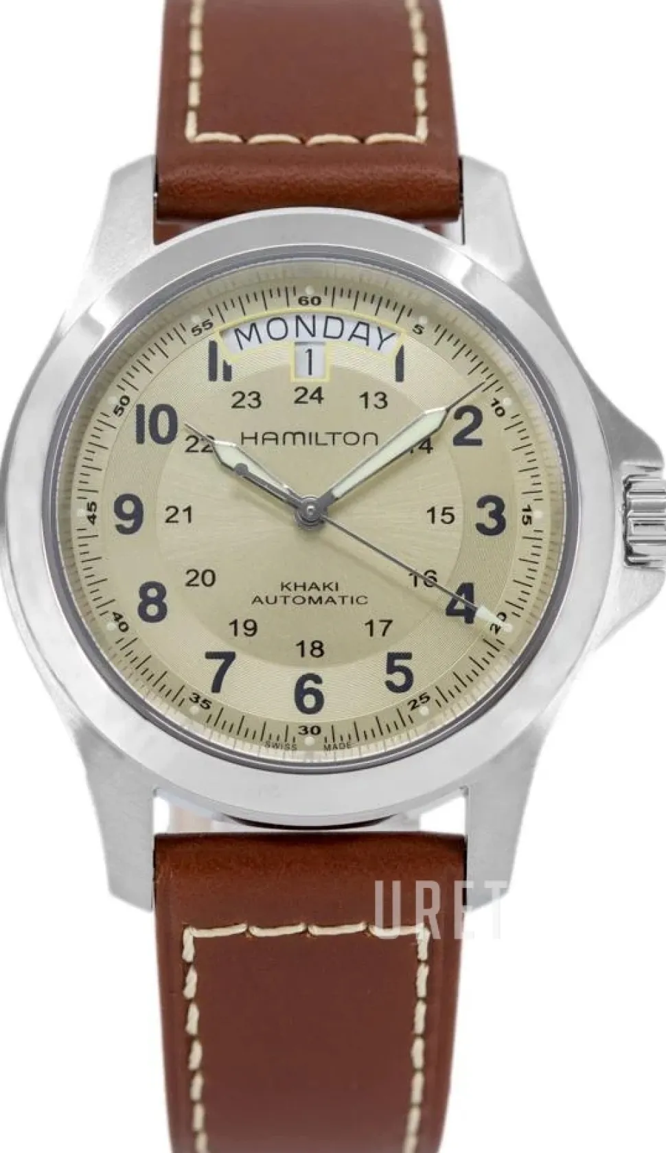 Khaki Field King Auto Beige/Läder Ø40 mm