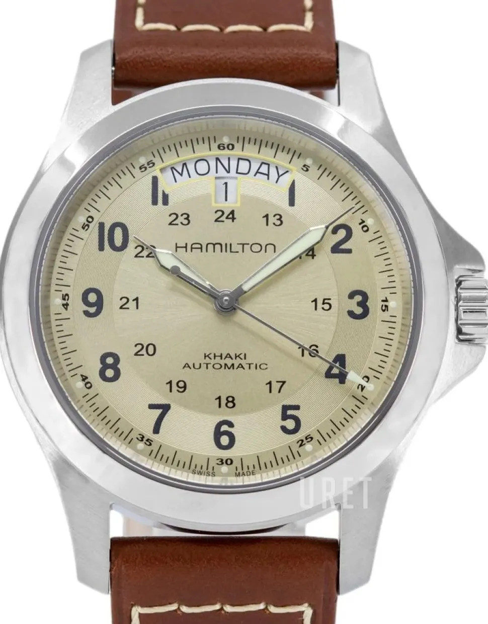 Khaki Field King Auto Beige/Läder Ø40 mm