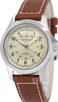 Khaki Field King Auto Beige/Läder Ø40 mm