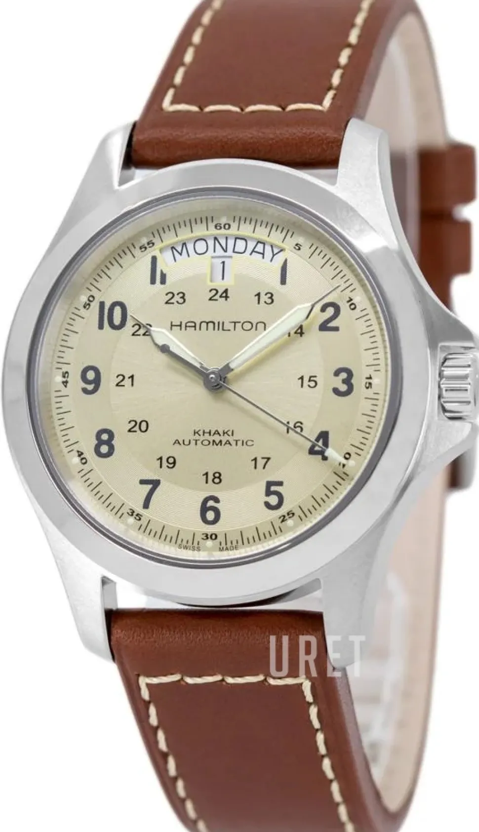 Khaki Field King Auto Beige/Läder Ø40 mm