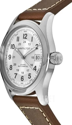 Khaki Field Silverfärgad/Läder Ø38 mm