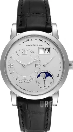 Lange 1 Moon Phase Silverfärgad/Läder Ø38.5 mm