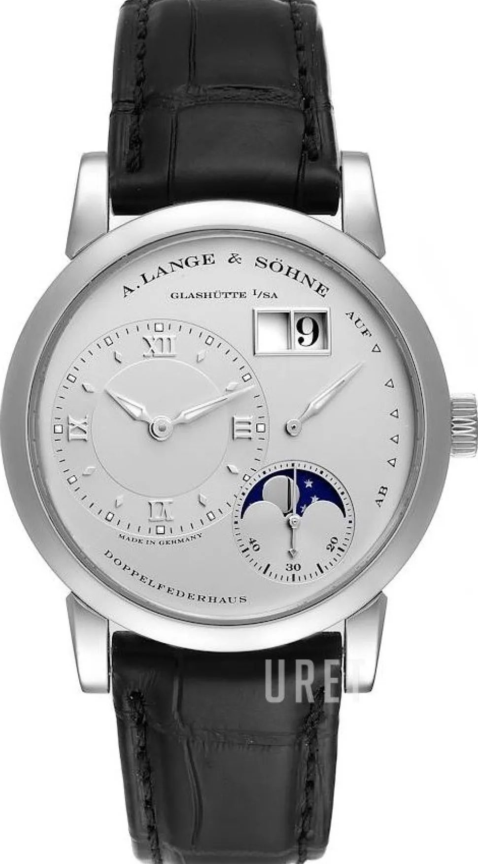 Lange 1 Moon Phase Silverfärgad/Läder Ø38.5 mm
