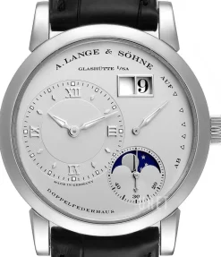 Lange 1 Moon Phase Silverfärgad/Läder Ø38.5 mm