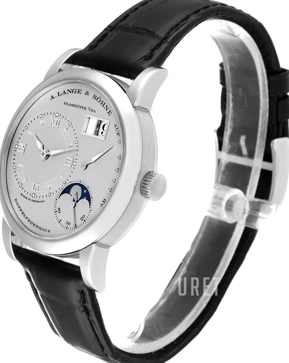 Lange 1 Moon Phase Silverfärgad/Läder Ø38.5 mm