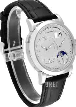 Lange 1 Moon Phase Silverfärgad/Läder Ø38.5 mm