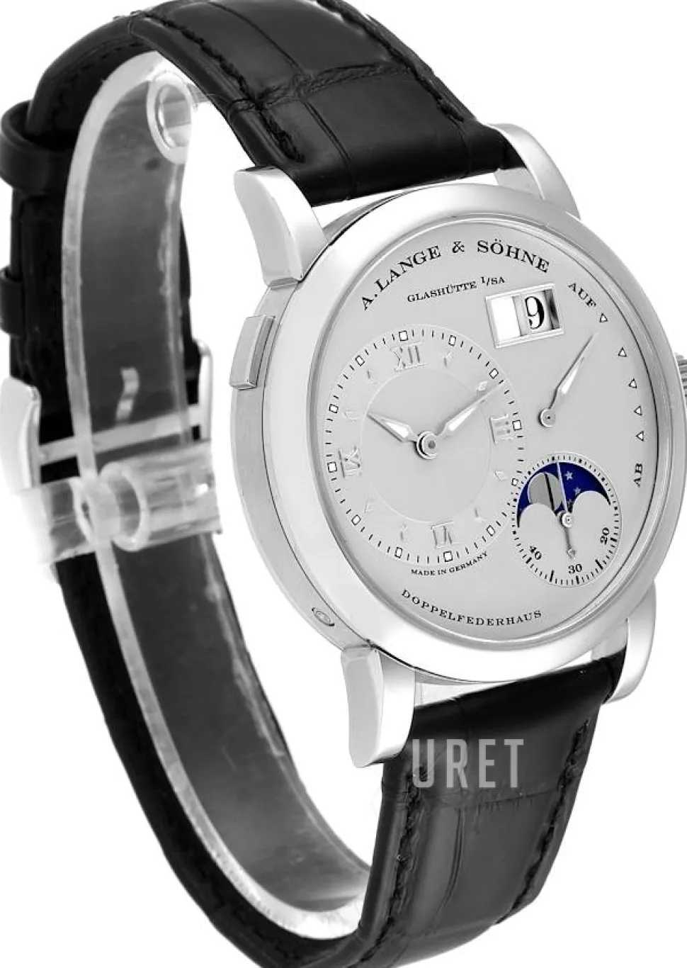 Lange 1 Moon Phase Silverfärgad/Läder Ø38.5 mm