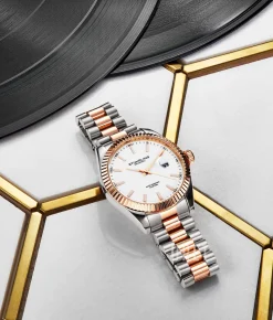 Lineage Vit/Roséguldstonat stål Ø42 mm