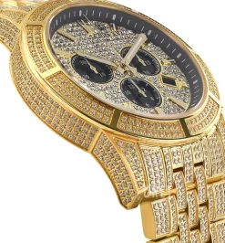 Majeste Iced Out Gulguldtonat stål Ø43 mm