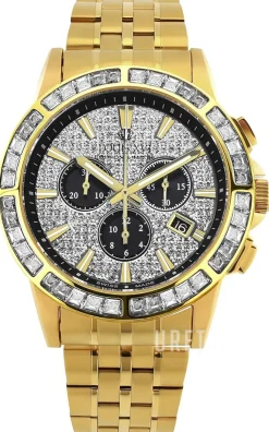 Majeste Iced Out Svart/Gulguldtonat stål Ø43 mm