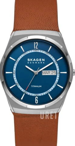 Melbye Titanium Blå/Läder Ø40 mm