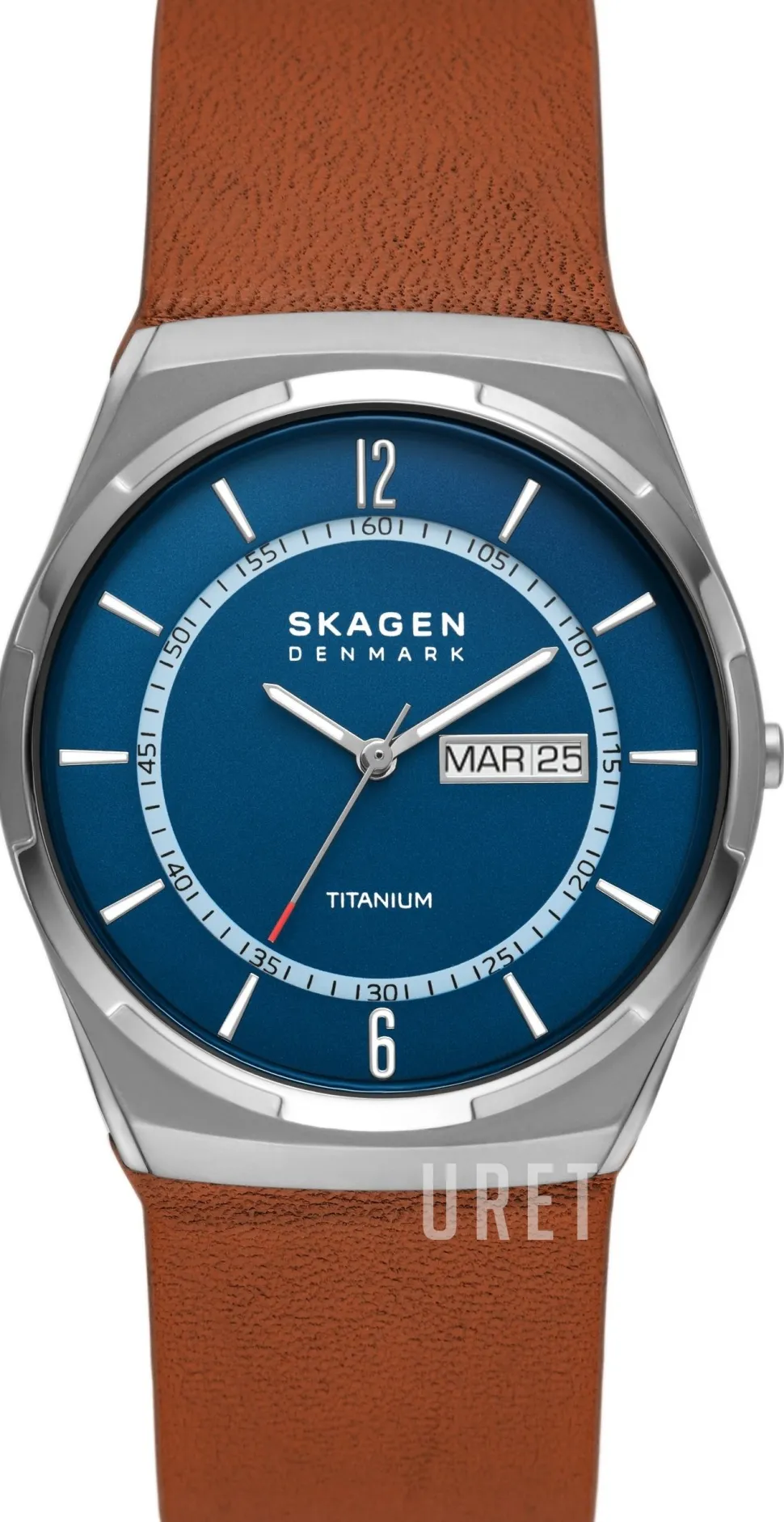 Melbye Titanium Blå/Läder Ø40 mm