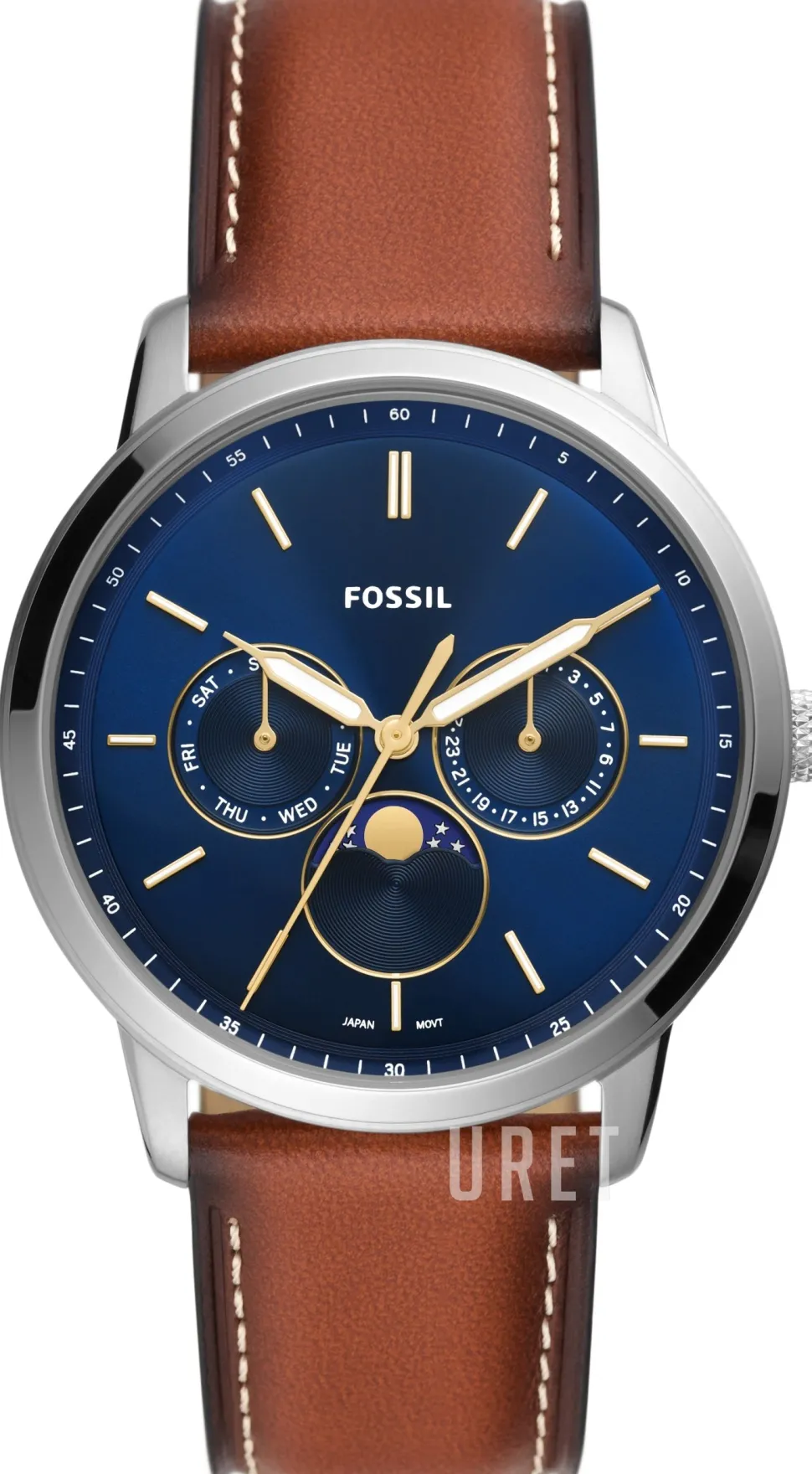 Neutra Minimalist Blå/Läder Ø42 mm